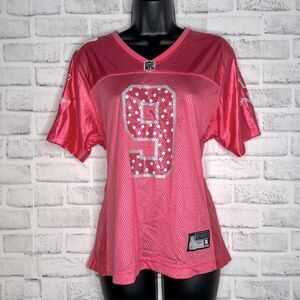 NFL Reebok Dallas Cowboys Romo 8 Pink Polka Dot Football Jersey Size Large